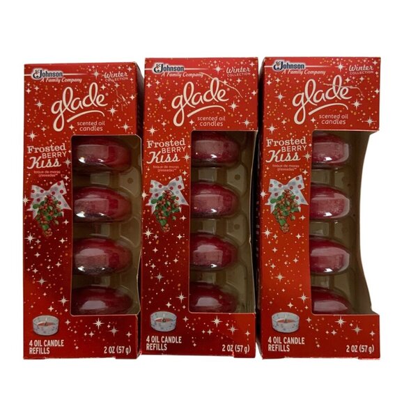Glade Frosted Berry Kiss Oil Candle Refills Three 4-Packs Holiday Scent - Picture 1 of 5